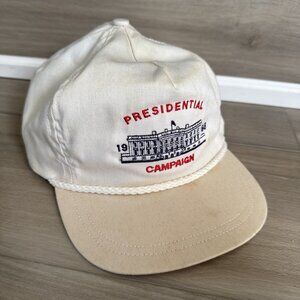 Vintage WHITE HOUSE STAFF / 1988 PRESIDENTIAL‎ CAMPAIGN Trump Rope HAT / White